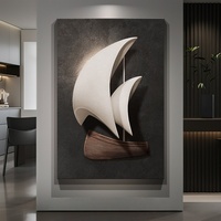 Art mural 3D en grès givré, relief nautique bateau à voile, peinture murale de luxe pour couloir, hôtel