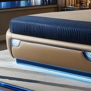 Lit double français Dream Space en cuir véritable avec cadre en bois, mobilier de maison, solution de sommeil idéale pour les enfants, chambre élégante - Product Image 5