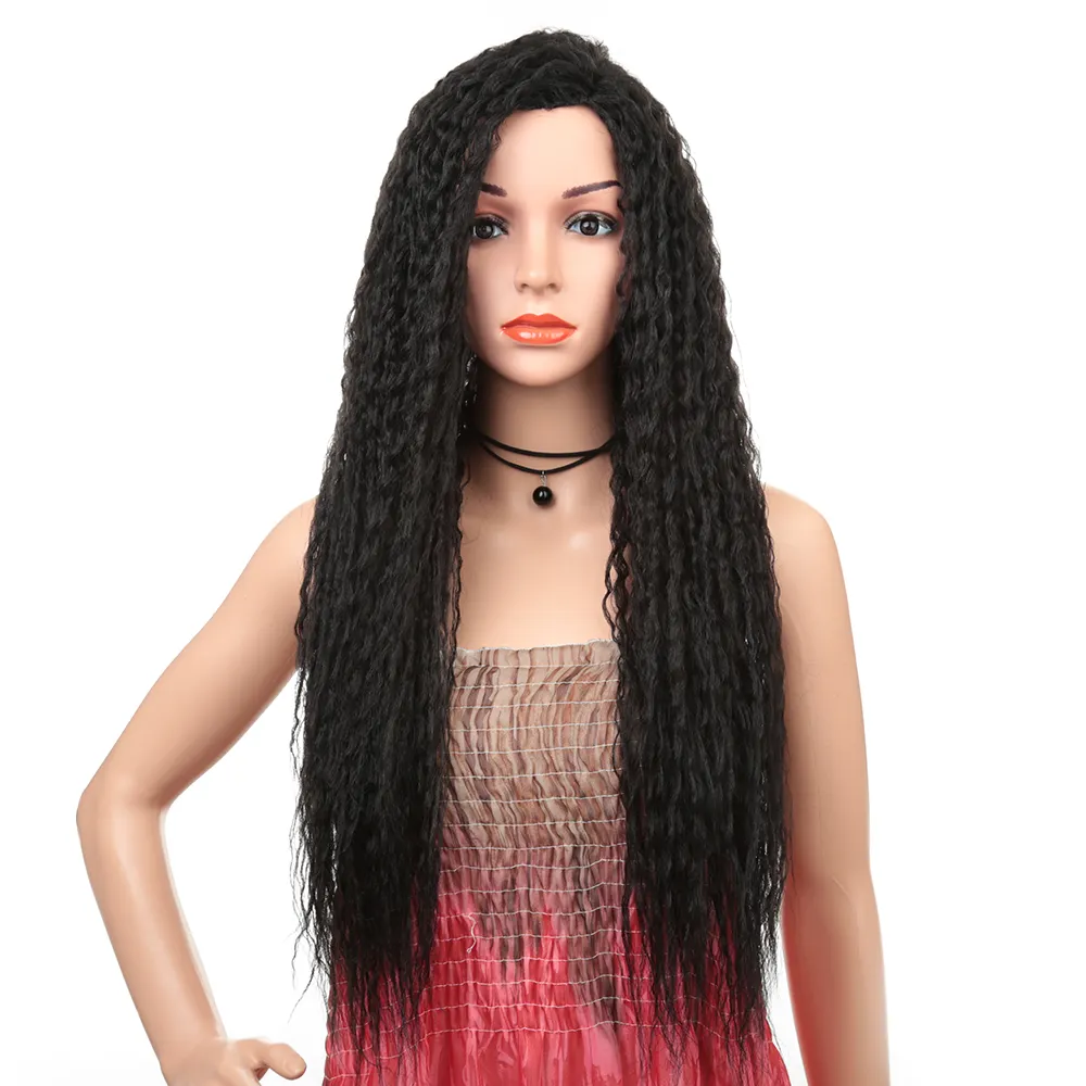 Kinky Curly Long Ombre Wig Natural Hairline Heat Resistant Synthetic Hair Wigs For Women