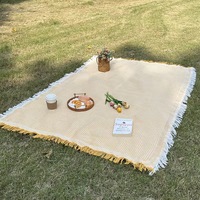 Amity Couverture de voyage pliante Nappe en lin Tapis de pique-nique Outdoor Camping Solid Size Customizable Cotton Polyester Sofa Blanket