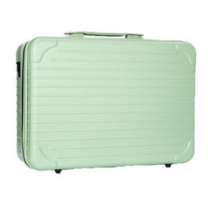 L002 Trousse de maquillage portable de 16 pouces avec fermeture éclair, boîte à cosmétiques pour femmes, rangement de voyage, couleur unie avec poignée télescopique - Product Image 2