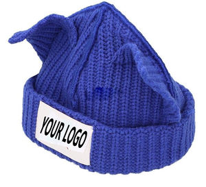 Gorro <span class=keywords><strong>de</strong></span> punto para mujer, gorro cálido <span class=keywords><strong>de</strong></span> invierno <span class=keywords><strong>a</strong></span> rayas con pequeño cuerno <span class=keywords><strong>de</strong></span> Diablo, gorro grueso <span class=keywords><strong>de</strong></span> ganchillo con orejas - Product Image 2