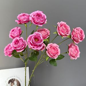 Rosas Artificiales Jinxi, 6 Cabezas, Flor de Seda, Decoración para Bodas y Hogar, Rosa de Montaña Nevada - Product Image 3
