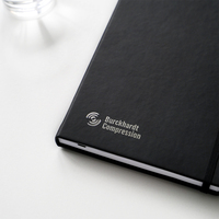 Cuaderno de Tapa Dura de Cuero PU Negro con Logotipo Personalizado, Diario A5 con Páginas Rayadas, Papelería Profesional para Oficina y Negocios