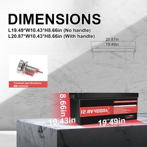 Batería de Litio LiFePO4 de 12V 400Ah 5120Wh con BMS de 200A Integrado para RV, Energía Solar, Almacenamiento de Energía Doméstica y Aplicaciones Fuera de la Red - Product Image 6