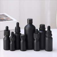 Bouteille compte-gouttes en verre dépoli noir mat de 30 ml (1 oz) anti-UV, à épaule ronde, étanche et scellée, vide, vente en gros