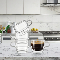 Mug à expresso tendance en verre borosilicate transparent à double paroi, résistant à la chaleur