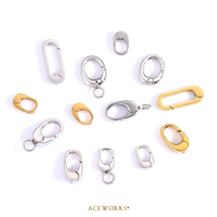 Galerie de fermoirs à ressort |   Fermoirs mousquetons en acier inoxydable plaqué or PVD 18 carats avec anneau à ressort articulé pour la fabrication de bijoux