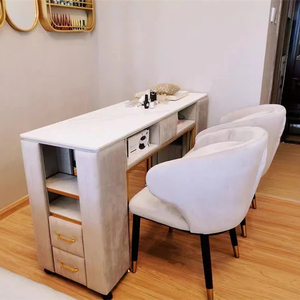 Kisen lumière luxe personnalisé couleur mesa para <span class=keywords><strong>manucure</strong></span> ongles table bureau double face <span class=keywords><strong>marbre</strong></span> <span class=keywords><strong>effet</strong></span> ongles tech bureau table et chaise ensemble - Product Image 1
