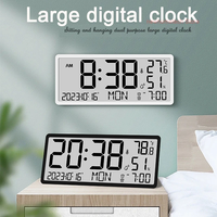 Offre Spéciale Grande horloge murale numérique Jumbo LCD Horloge de table avec humidité de la température extérieure intérieure