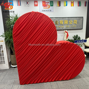 Arche en métal personnalisée en forme de cœur avec housse en tissu, arche en tissu à volants en forme de cœur rouge pour la décoration de mariage - Product Image 2