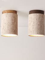 Bois Travertin Wabi-Sabi Style Nordique Rétro LED IP65 Allée Lumière Jaune Plafonnier pour Foyer Couloir Balcon