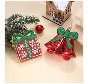 LINGKAI <b>Red</b> <b>Green</b> Glitter Train Gift Box Bell Shaped <b>Christmas</b> Ornaments Hanging Baubles Xmas Tree <b>Decor</b> - Product Image 5