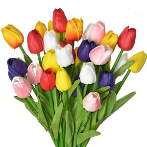 Fleurs artificielles de tulipes pour mariage, fleurs artificielles en PU au toucher réel, arrangements décoratifs, bouquets de tulipes artificielles - Product Image 1