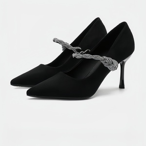 Scarpe con <span class=keywords><strong>Tacco</strong></span> Alto 8cm a Punta Chiusa per Abiti da Sera Eleganti Stiletti Neri in Raso per Donna - Product Image 3