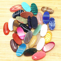 Vente en gros de pierres naturelles ovales de 15*30 mm, améthyste, lapis-lazuli, agate, quartz rose, cabochon, pierres précieuses pour la fabrication de bijoux DIY