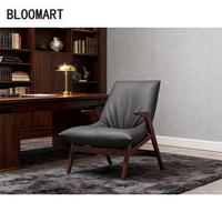 Fauteuil tout cuir avec cadre en acier au carbone pieds en bois de hêtre chaise d'appoint moderne nordique moderne chaise longue en bois de luxe