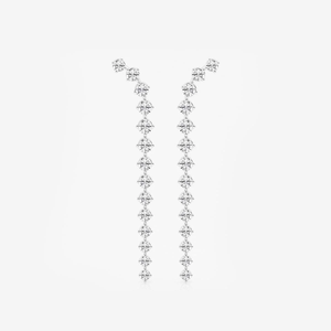 Boucles d'oreilles pendantes incurvées en diamant rond cultivé en laboratoire 2 carats, bijoux élégants et tendance pour femmes, design moderne et luxueux. - Product Image 4