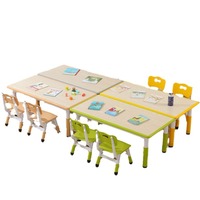 Table d'activités rectangulaire pour six personnes, en plastique, pour l'école et la maternelle, avec surface anti-graffiti, mobilier pour enfants