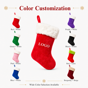 Calza di Natale Personalizzata in Peluche con Bordo in Pelliccia Sintetica a Pelo Lungo e Opzioni di Bordo Liscio per Regali Natalizi, Branding con Logo e Vendita al Dettaglio - Product Image 3