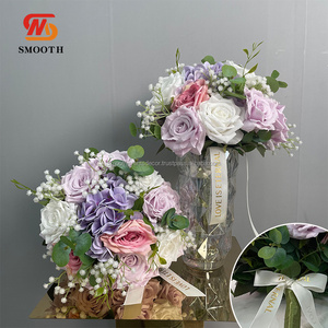 SMOOTH Custom High Quality OEM Wedding Flower Bouquet Holder Lilac Rose Flower Bouquet <b>Corner</b> Flowers Series - Product Image 1