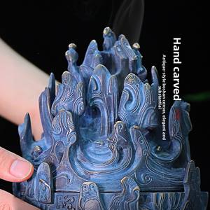 बोशान भट्ठी पारंपरिक चीनी शैली हस्तनिर्मित धूप बर्नर पीतल कंटेनर कास्टिंग तकनीक अभी भी जीवन पैटर्न घरेलू सजावट - Product Image 3