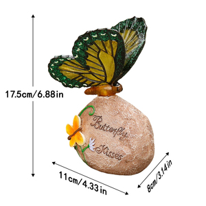 Statue de papillon en résine peinte à la main, motif papillon, pierre solaire, texture douce, pour jardin extérieur, veilleuse artistique, modèle décoratif - Product Image 6