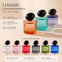 Flacon de parfum cylindrique multicolore 50 ml, bouchon noir mat brillant effet galet, vaporisateur de parfum écologique personnalisé pour hommes et femmes