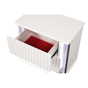 Contemporary 2-<b>Drawer</b> Nightstand With Diamond Patterned Sides White Wood Finish LED Lighting - Product Image 3