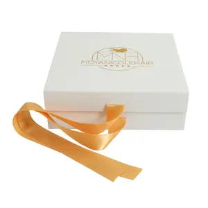 2021 नए ओईएम फोल्डिंग बॉक्स चुंबक आयताकार बाल एक्सटेंशन बॉक्स रिबन के साथ कपड़े पैकेजिंग पेपर बॉक्स के साथ