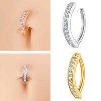 Anneau de nombril en titane G23 plaqué or 14 carats ASTM F136 en forme de cœur pour femme avec bijou corporel en cristal pour fiançailles et mariage