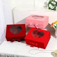 Boîte cadeau pliable magnétique à ouverture en forme de cœur avec papier spécial et nœud en ruban pour la Saint-Valentin