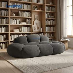 Canapé en velours moderne personnalisable et compressé pour salon, avec rembourrage en mousse, couleur du tissu disponible - Product Image 1