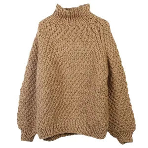 Korean style winter new women's half-high collar pullover long-sleeved loose thick solid color knitted tops