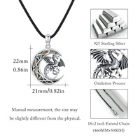925 argent Sterling 18 + 2 pouces chaîne en cuir coquille d'ormeau noeud celtique lune et Dragon pendentif collier pour hommes