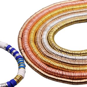 Cuentas espaciadoras redondas planas de hematita de disco, espaciador de 4/6/8mm, cuentas espaciadoras sueltas de Color dorado plateado para fabricación de joyas, compatible con pulsera DIY - Product Image 1