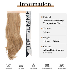 Clip ondulado sintético en cola de caballo con banda para el cabello Extensión del cabello Peluca Envoltura alrededor de cola de caballo suave para mujeres - Product Image 3