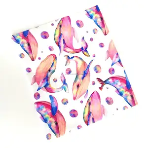 Jersey rajut kustom motif bunga Jepang musim panas 200gsm 98 katun 2 Lycra spandeks kain melar untuk kaus pakaian Anak