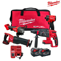 Kit de Herramientas Inalámbricas Milwaukee de 18V para Trabajos en Madera con Baterías de 5Ah, Sierra Recíproca, Martillo, Herramienta Eléctrica Potente sin Escobillas