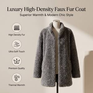 Manteau élégant pour femme en fausse <span class=keywords><strong>fourrure</strong></span> écologique, veste d'hiver chaude en <span class=keywords><strong>laine</strong></span> d'agneau, longueur mi-longue, avec doublure en peau de mouton intégrée, vêtement d'extérieur de luxe - Product Image 1