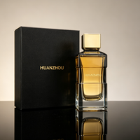 Flacon de parfum en verre carré plat de haute qualité, nouveau design, vide, 30 ml, 50 ml, 100 ml, avec pulvérisateur à sertir, boîte et couvercle personnalisés