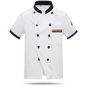 Fabricant <span class=keywords><strong>personnalisé</strong></span> unisexe à manches courtes hommes femmes cuisinier chemise manteau <span class=keywords><strong>boulanger</strong></span> uniforme Restaurant cuisine vêtements Chef <span class=keywords><strong>veste</strong></span> - Product Image 2