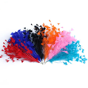 Plumes de dinde de 30 cm, fournitures de chapellerie, fleurs en plumes rayées, couleur teinte, montage pour chapeaux et épingles à <span class=keywords><strong>cheveux</strong></span> - Product Image 4