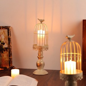Candelabro de Hierro Forjado con Forma de Jaula de Pájaro, 22.3 y 27.0 cm, Iluminación Decorativa para el Hogar - Product Image 3