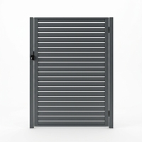 Puerta Automática Rústica de Aluminio de 2 Paneles, Puerta de Entrada Eléctrica para Patio de Villa, Recubrimiento en Polvo Ecológico y Duradero