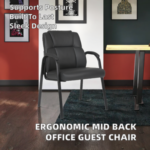 Chaise de visiteur de direction de luxe à dossier moyen avec structure en bois |   Sièges de bureau ergonomiques pour conférences et réceptions - Product Image 2