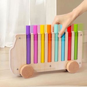 ของเล่นมอนเตสซอรี่เพื่อการศึกษาปฐมวัย แท่งไม้หลากสี ของเล่นจับคู่และเรียงลำดับ พร้อมการ์ดเกมกระดานสำหรับเด็ก - Product Image 1