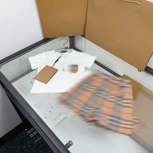 Sinh viên quần áo rô thiết kế trẻ em tốt nhất củ<span class=keywords><strong>a</strong></span> quần áo đặt bông ngắn tay áo và quần short giản dị 2-mảnh đặt trong kho - Product Image 2