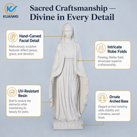 Statue de la Vierge Marie en résine blanche faite à la main, vente en gros d'usine, figurine religieuse catholique pour jardin extérieur
