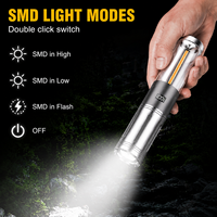 Lampe de camping LED 6000K lumière du jour, indice IP44, batterie rechargeable 18650, 500LM, alliage d'aluminium, CRI élevé 80, dimmable, 50000 heures